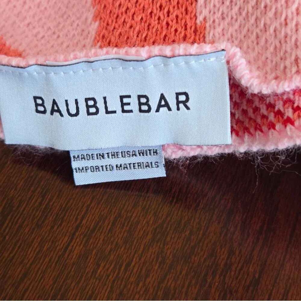 🩷🧡BaubleBar Custom Monogram Knit Blanket - Letter M or W Pink/Red/Orange